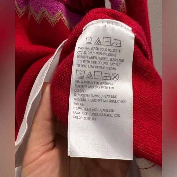 Isaac Mizrahi sweater shirt Mock-Neck Fair Isle Jacquard Red size M stylish cozy - Picture 8 of 15